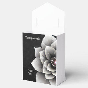 Timeless Elegance: Black & Silver Blossom Wedding  Favor Box