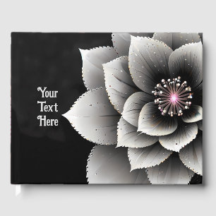 Timeless Elegance: Black & Silver Blossom Wedding Guest Book