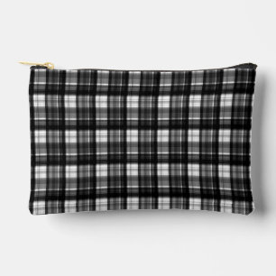 Timeless Elegance: Classic Black And White Tartan, Accessory Pouch