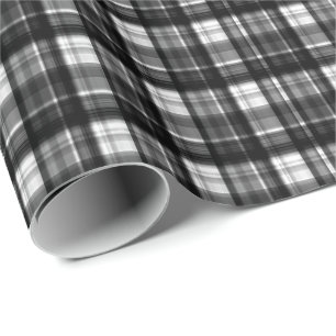 Timeless Elegance: Classic Black And White Tartan, Wrapping Paper