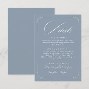 Timeless Elegance Dusty Blue Wedding Details Card