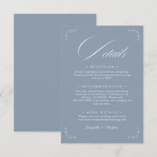 Timeless Elegance Dusty Blue Wedding Details Card