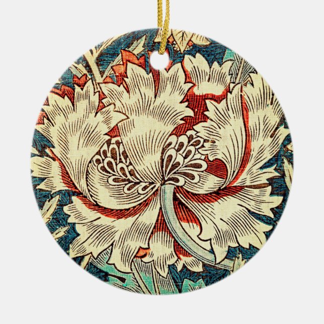 Timeless Elegance: Honeysuckle Ceramic Ornament (Front)