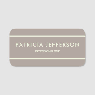 Timeless Elegance: Light Greyish Brown Beige Lines Name Tag
