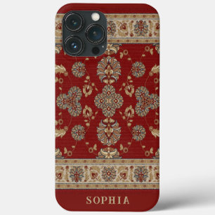 Timeless Elegance Red Beige Classic Fabric Name iPhone 13 Pro Max Case