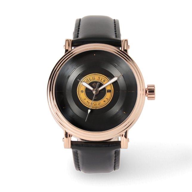 Timeless Elegance: Retro Vinyl Record Watch (Front)