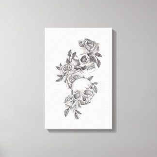 "Timeless Elegance: Skulls & Roses" Canvas Print