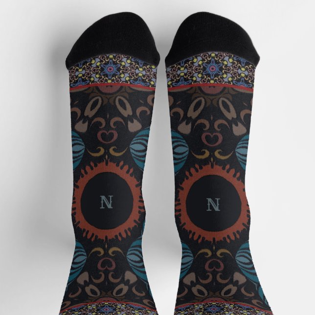 Timeless Elegance Traditional Fabric Monogram Socks (Top)