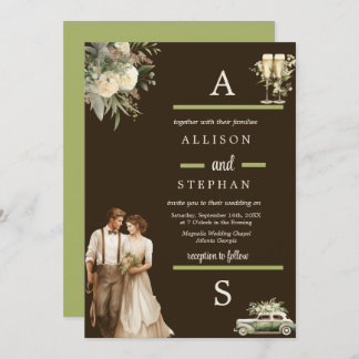 Timeless Elegance | Vintage Floral Rustic Wedding Invitation
