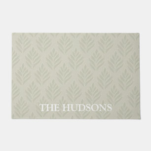 Timeless Elegant Beige Botanical Pattern Custom Doormat