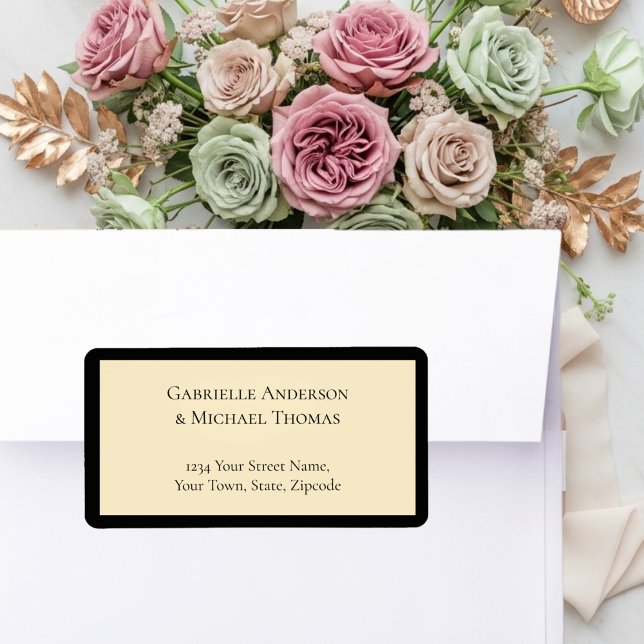 Timeless Elegant Black Cream Monogram Wedding Label (Creator Uploaded)