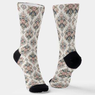 Timeless Elegant Botanical Medallions Socks