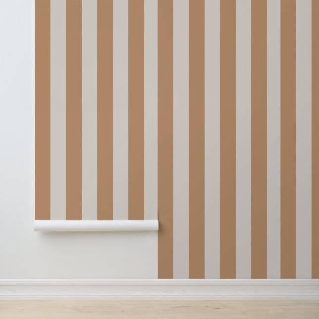 Timeless Elegant Brown Beige Stripes Wallpaper (Application)