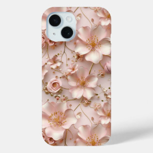 Timeless  Elegant Soft Pink Floral Pattern iPhone 15 Case