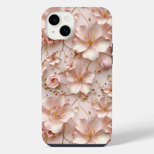Timeless  Elegant Soft Pink Floral Pattern iPhone Case (Back)