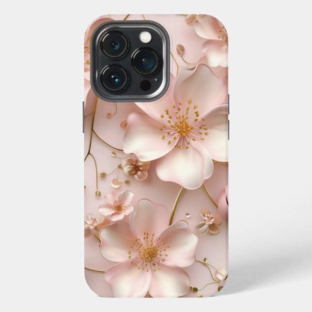 Timeless  Elegant Soft Pink Floral Pattern iPhone Case (Back)