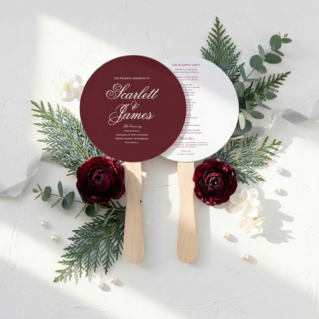Timeless Elegant Wedding Party Wedding Program Hand Fan (Creator Uploaded)