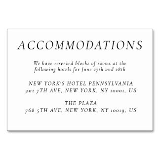 Timeless Elegant White Wedding Accommodation Cards