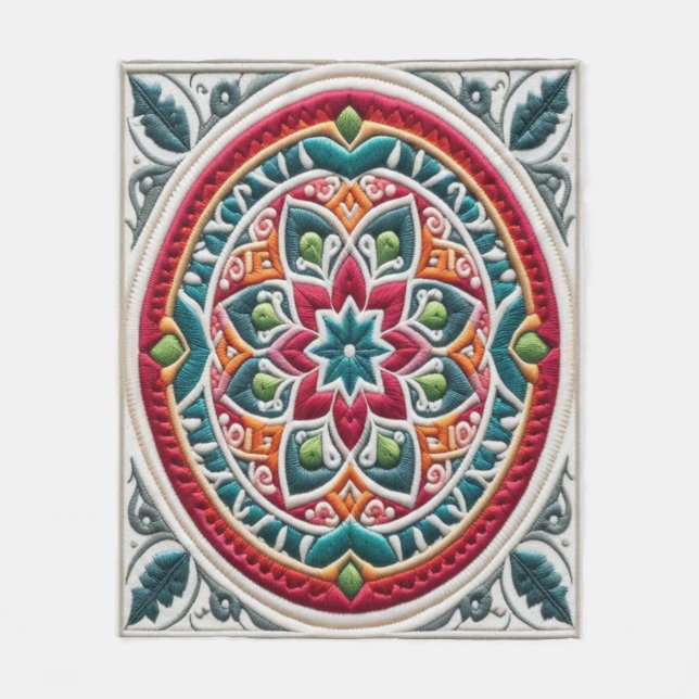 Timeless Embroidery #9 Fleece Blanket (Front)