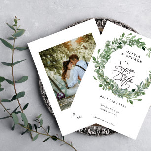 Timeless Eucalyptus Greenery Save The Date Card