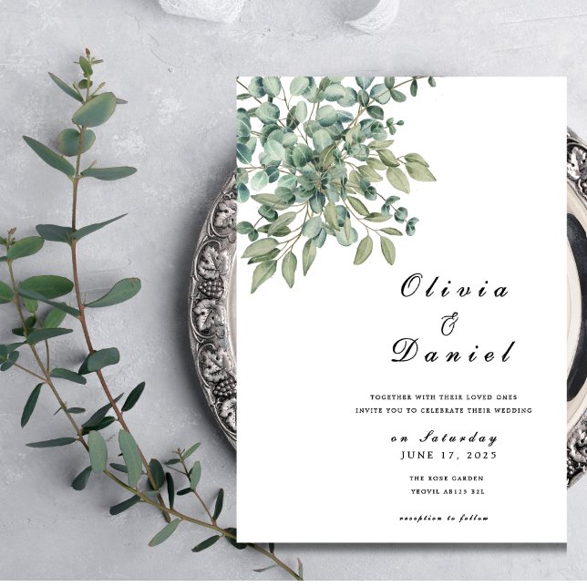 Timeless Eucalyptus Greenery Wedding Invitation (Creator Uploaded)