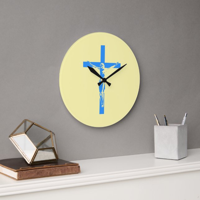 "Timeless Faith: Wall Clock with Jesus Cross Print (Office)