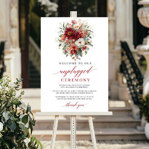 Timeless Fall Maroon Floral Unplugged Ceremony Poster