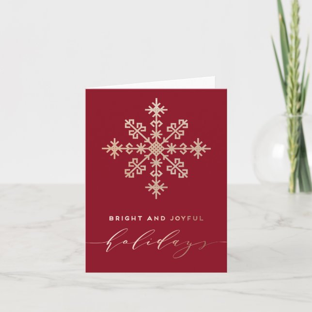 Timeless Faux Gold Bright And Joyful Holidays Holiday Card (Front)