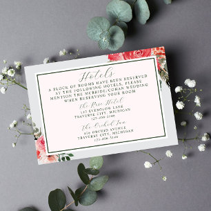 Timeless Floral Blush Red Greenery Wedding Enclosure Card