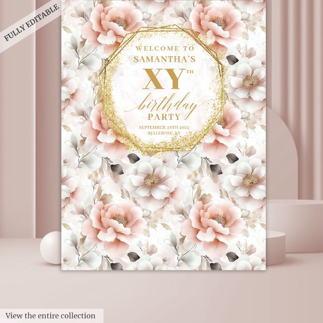 Timeless Floral Dusty Pink Birthday Party Backdrop Tapestry (Timeless Floral Dusty Pink Birthday Party Backdrop

)