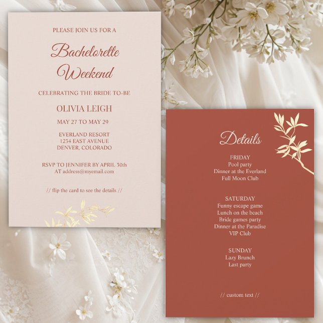 Timeless Floral Rustic  Bachelorette Weekend Invitation (Creator Uploaded)