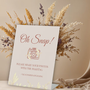 Timeless Floral Rustic Oh Snap wedding Pedestal Sign