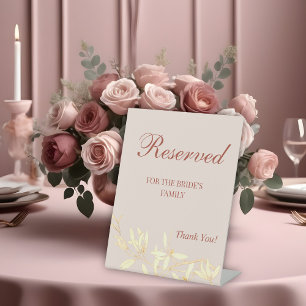 Timeless Floral Rustic Reserved for the family  Pedestal Sign