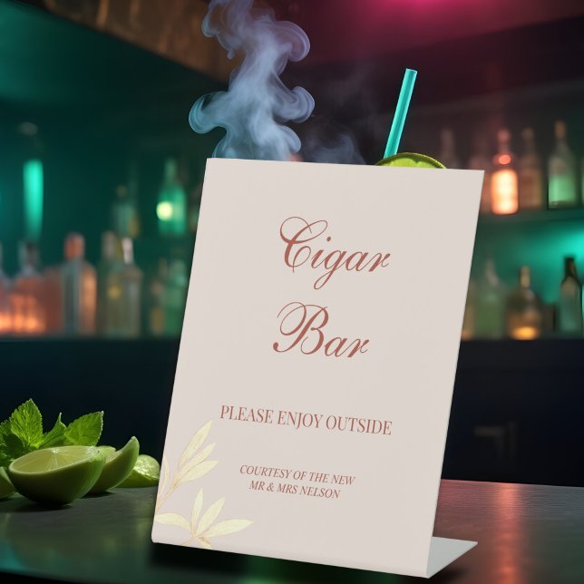Timeless Floral Rustic Wedding Cigar Bar Pedestal Sign (Creator Uploaded)