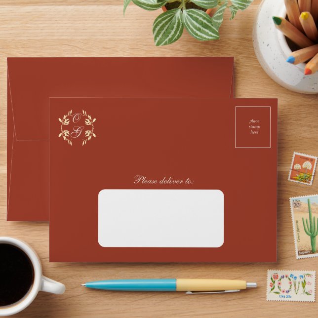 Timeless Floral Rustic Wedding  Envelope (Desk)