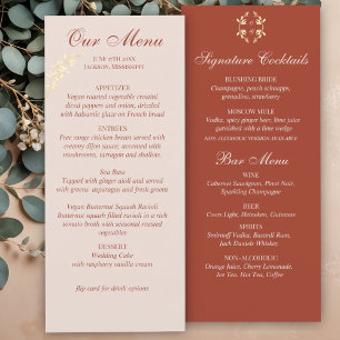 Timeless Floral Rustic Wedding Menu