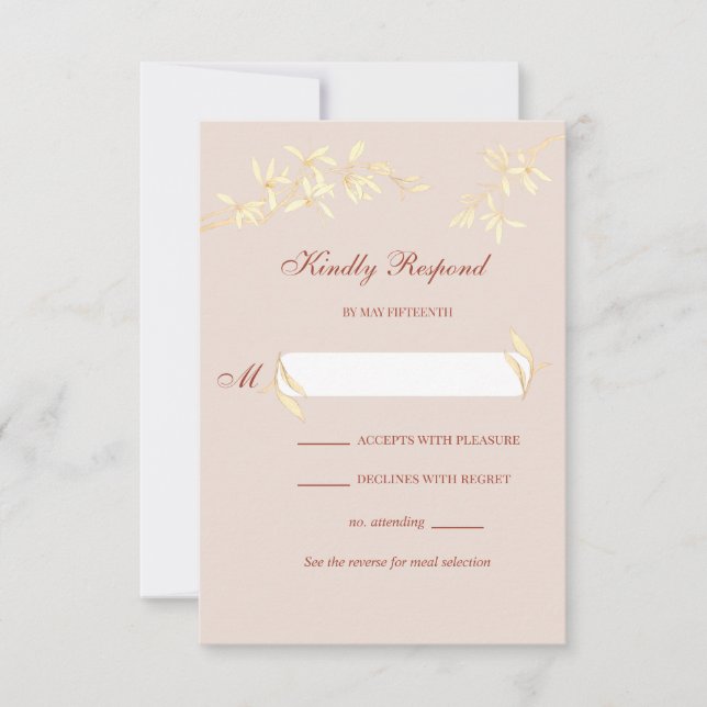 Timeless Floral Rustic Wedding RSVP Card (Front)