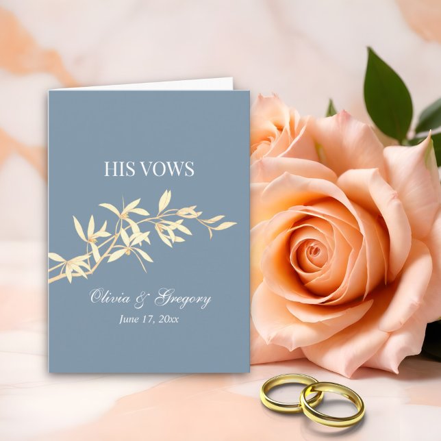 Timeless Floral Symphony in Blue  His Vows Wedding Card (Creator Uploaded)