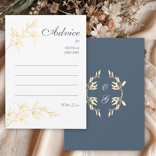 Timeless Floral Symphony in Blue Wedding  Advice Card (Creator Uploaded)
