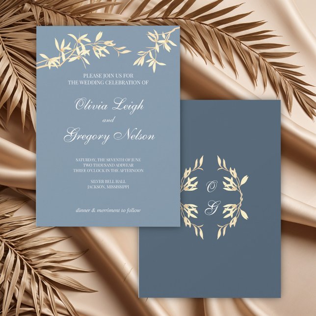 Timeless Floral Symphony in Blue Wedding Invitation (Creator Uploaded)