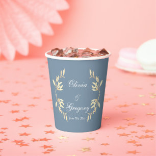 Timeless Floral Symphony in Blue Wedding  Paper Cups