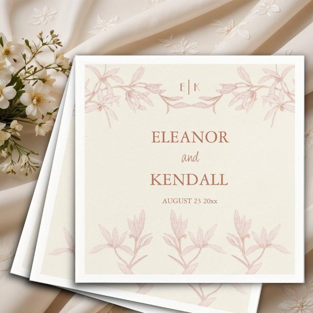 Timeless Flower Monogram Wedding  Napkin (Creator Uploaded)