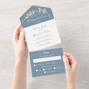 Timeless Flower Wedding All In One  All In One Inv Invitation