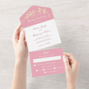 Timeless Flower Wedding All In One All In One Inv Invitation