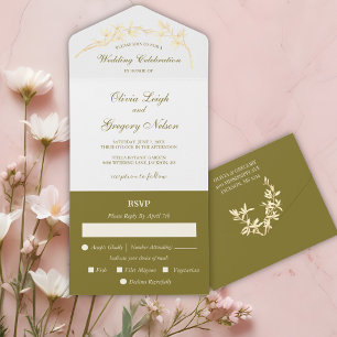 Timeless Flower Wedding All In One Invitation