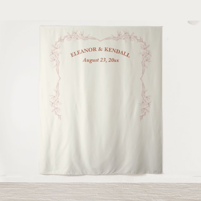 Timeless Flower Wedding Photo Booth Backdrop Tapestry (Front)