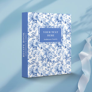 Timeless French Toile Blue Roses Floral Memory  Binder