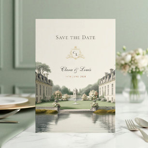 Timeless Garden   French Château Monogram Wedding Save The Date