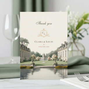 Timeless Garden French Château Monogram Wedding Thank You Card