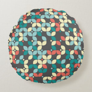 Timeless geometric seamless pattern, abstract desi round pillow